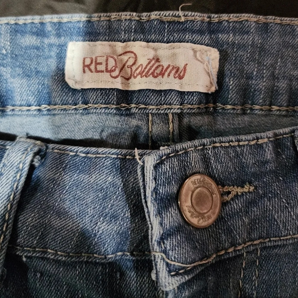 Vintage Red Bottom Jeans Frayed Design Size 11/30 - Picture 3 of 4
